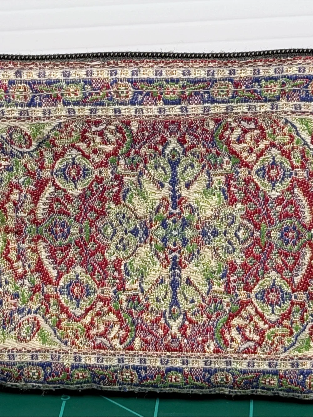 Rug Pattern Tapestry Coin Purse with Zipper Red Blue Gold Turkish Kilim Pattern